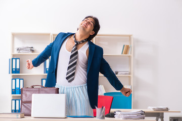 Employee coming to work straight from bed
