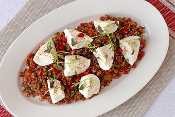 quinoa salad with buffalo mozzarella cheese