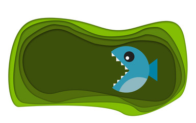 Blue fish with green background