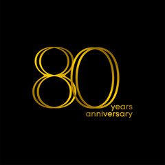 80 Years Anniversary Gold Black Vector Template Design Illustration