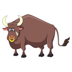 Bull funny cartoon vector illustration