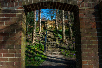 Old brick gate, entrance to the forest park