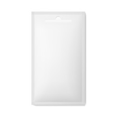 3d mock up of white plastic pack for sugar, sauce or cosmetic.
