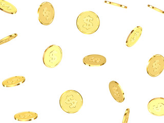 Golden coins. Realistic gold money isolated on white background