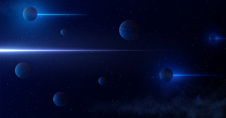 Planets 3d on background of stars and galaxy © lauritta
