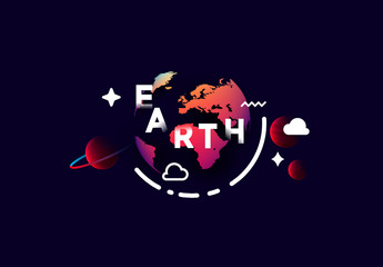 Earth around the planet abstract design style