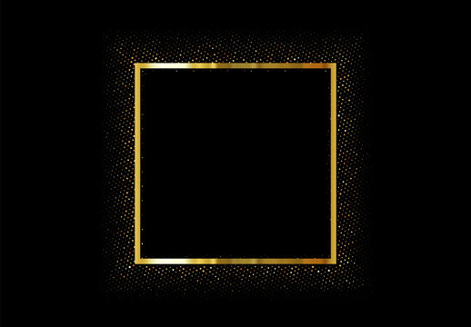 Gold frame with glitter on dark background