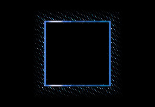 Blue frame with glitter on dark background