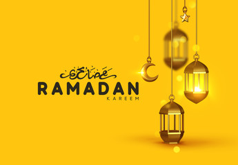 Ramadan vector background. Arabic calligraphic text of Ramadan Kareem.