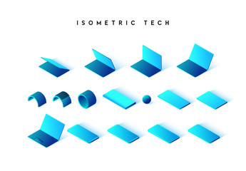 Isometric technique isolated on white background.