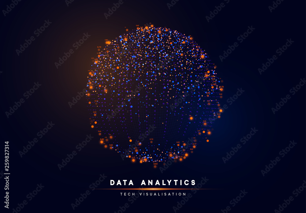 Poster big data technology. background abstract digital round sphere blue pattern.