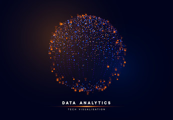 Big Data technology. Background abstract digital round sphere blue pattern.