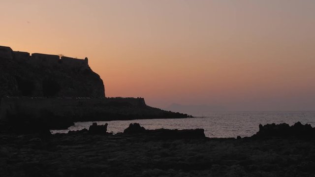 Sunset over The Fortezza, castle, Rethymnon, Crete