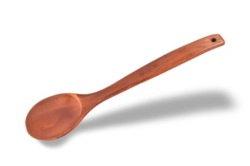 Wooden spoon isolated on white background with clipping path