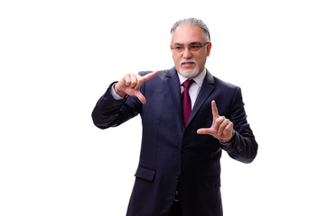 Aged businessman employee isolated on white 