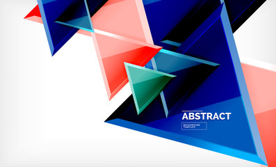 Triangular low poly background design, multicolored triangles