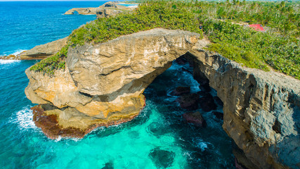 Aerial view of Cueva del Indio. Rock formation. Hatillo. Puerto Rico. 