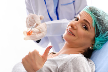 Woman preparing for cosmetic plastic surgery