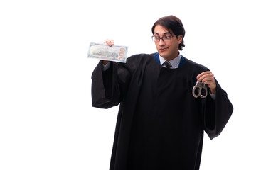 Young handsome judge isolated on white 