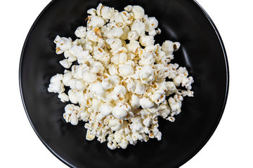 Popcorn in a plate on isolated background