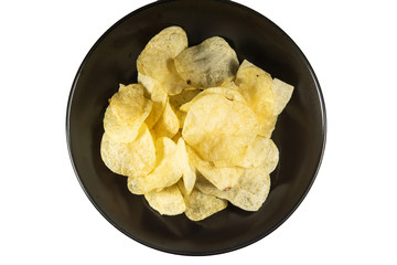 Potato chips in a plate on isolated background