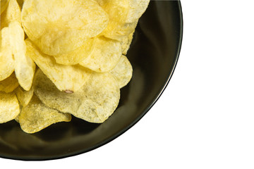 Potato chips in a plate on isolated background