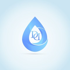 Double DD initial letters blue drop symbol logo element