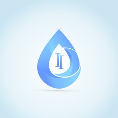initial II blue Drop logo sign Company Design vector element 