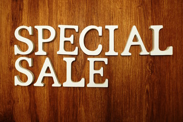 Special Sale word alphabet letters on wooden background