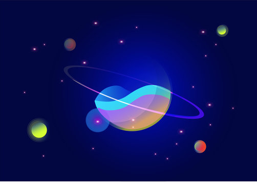 Planets and beautiful galaxies ,Vector illustration.
