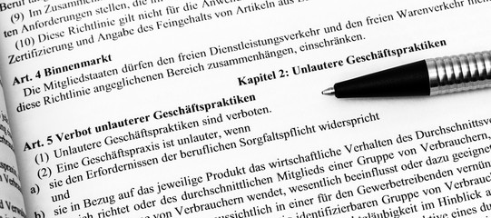 Obraz premium Verbot unlauterer Geschäftspraktiken Wettbewerbsrecht