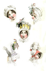 Set of woman in the old fashion hats