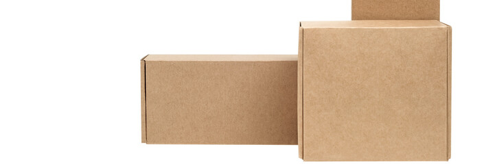 Cardboard boxes for goods on a white background. Different size. Isolated on white background.