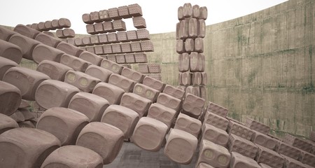 Fototapeta premium Empty abstract brown concrete room smooth interior. Architectural background. 3D illustration and rendering