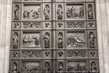 Saint Isaac's Cathedral, interior. Ornate religious edifice with gold dome - Saint Petersburg, Russia