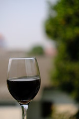 glass of red wine in hand