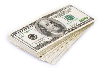 Money dollars on white background