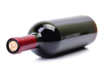 Bottle of wine on white background