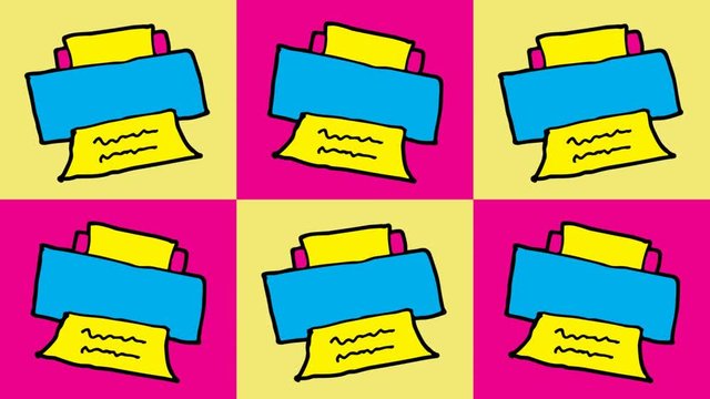 kids drawing pop art seamless background with theme of printer