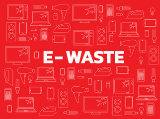 E-Waste Red Background Seamless Pattern Wallpaper