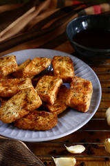 Hot and fresh, fried crispy tofu