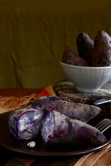 Freshly cooked sweet potato