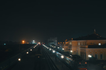 Night railway station