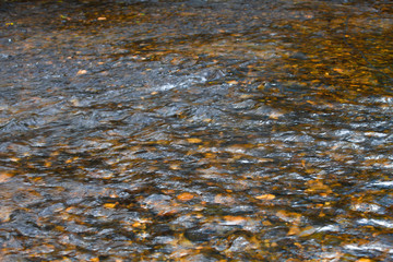 The reflection of the water surface with natural brown stones on the bottom is a lot of background.soft focus.