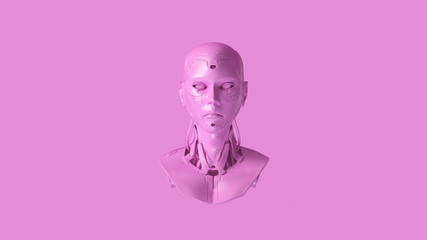 Pink Cyborg Bust 3d illustration 3d render
