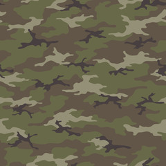 Fototapeta premium Seamless camouflage pattern. Khaki texture, vector illustration. Camo print background. Abstract military style backdrop