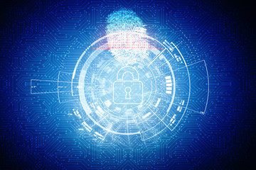 2d illustration Safety concept: Closed Padlock on digital background