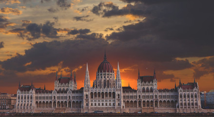 Fototapeta premium Hungary, Budapest Parliament view from Danube river