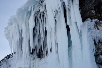 Baikal Mountains lake ice hummocks