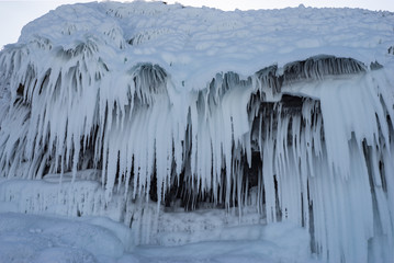 Baikal Mountains lake ice hummocks